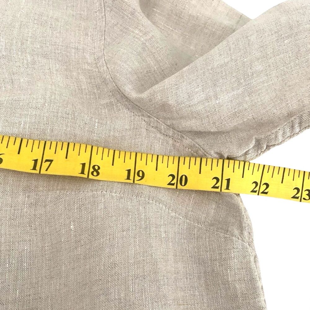 Talbots 100% Linen Natural Tunic Top Button Down Shirt LP Relaxed Coastal Beach - Picture 7 of 8